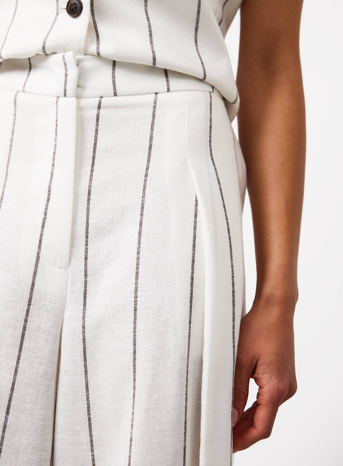 White Stripe Linen Blend Wide Leg Co-ord Trousers 20R - Image 3